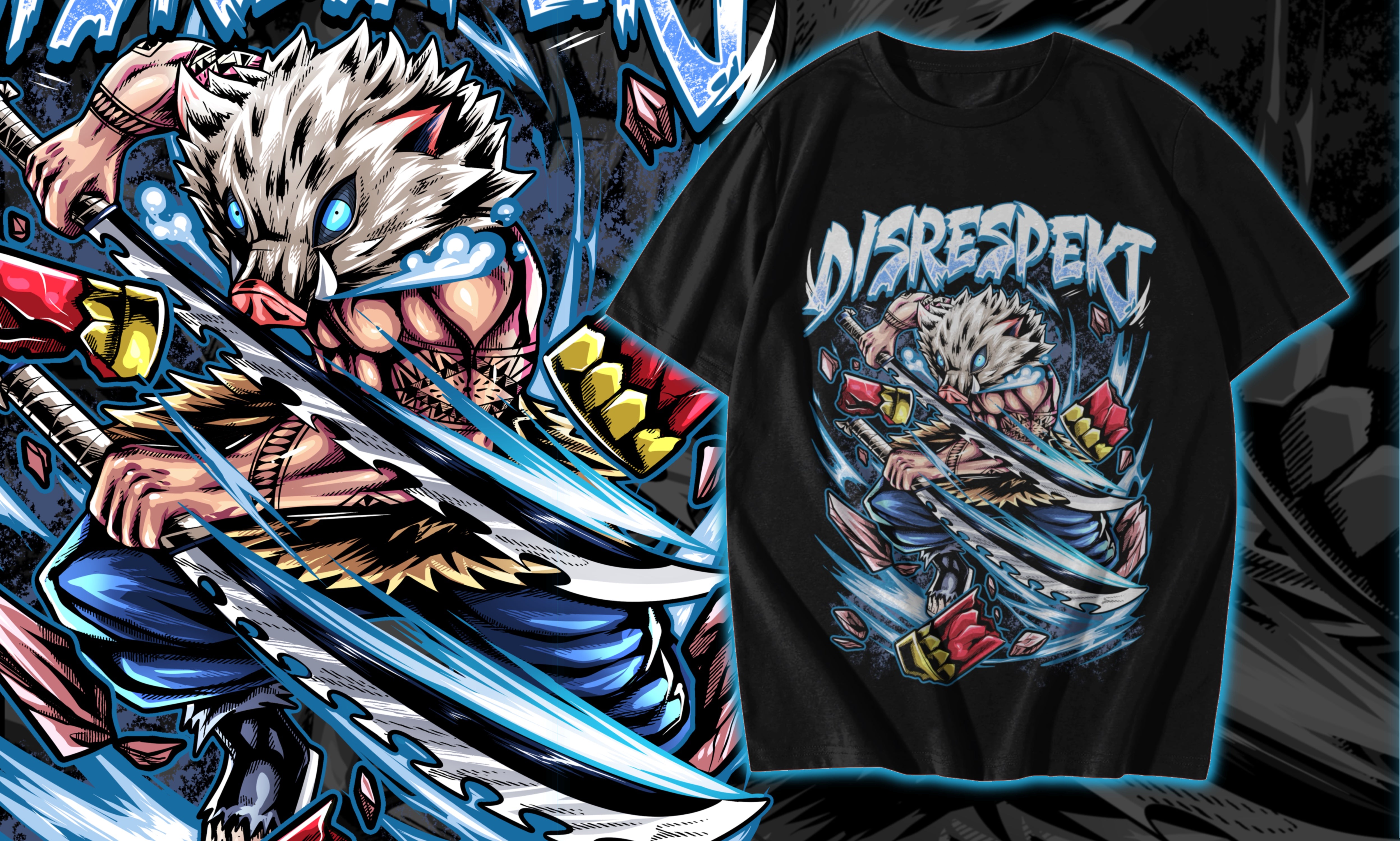 Demon Slayer x Disrespekt - Inouske Heavy tee (Black)